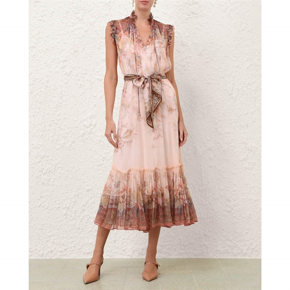 Zimmermann Alchemy Flutter Kjole, Pink Paisley